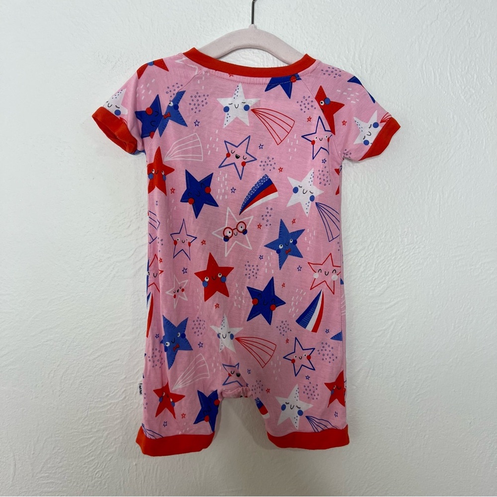 Little Sleepies Bamboo Zipper Romper Pink Star Print Short Sleeve Size 6-12M - Picture 6 of 8